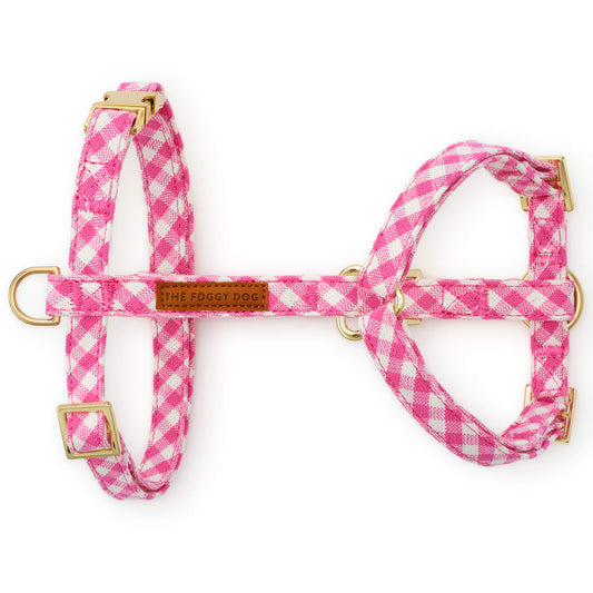 Hot Pink Gingham Dog Harness from The Foggy Dog