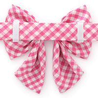 Hot Pink Gingham Lady Bow Collar from The Foggy Dog