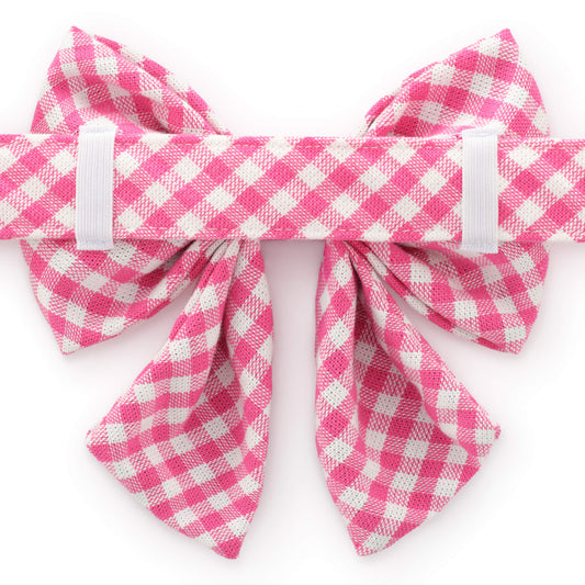 Hot Pink Gingham Lady Bow Collar from The Foggy Dog