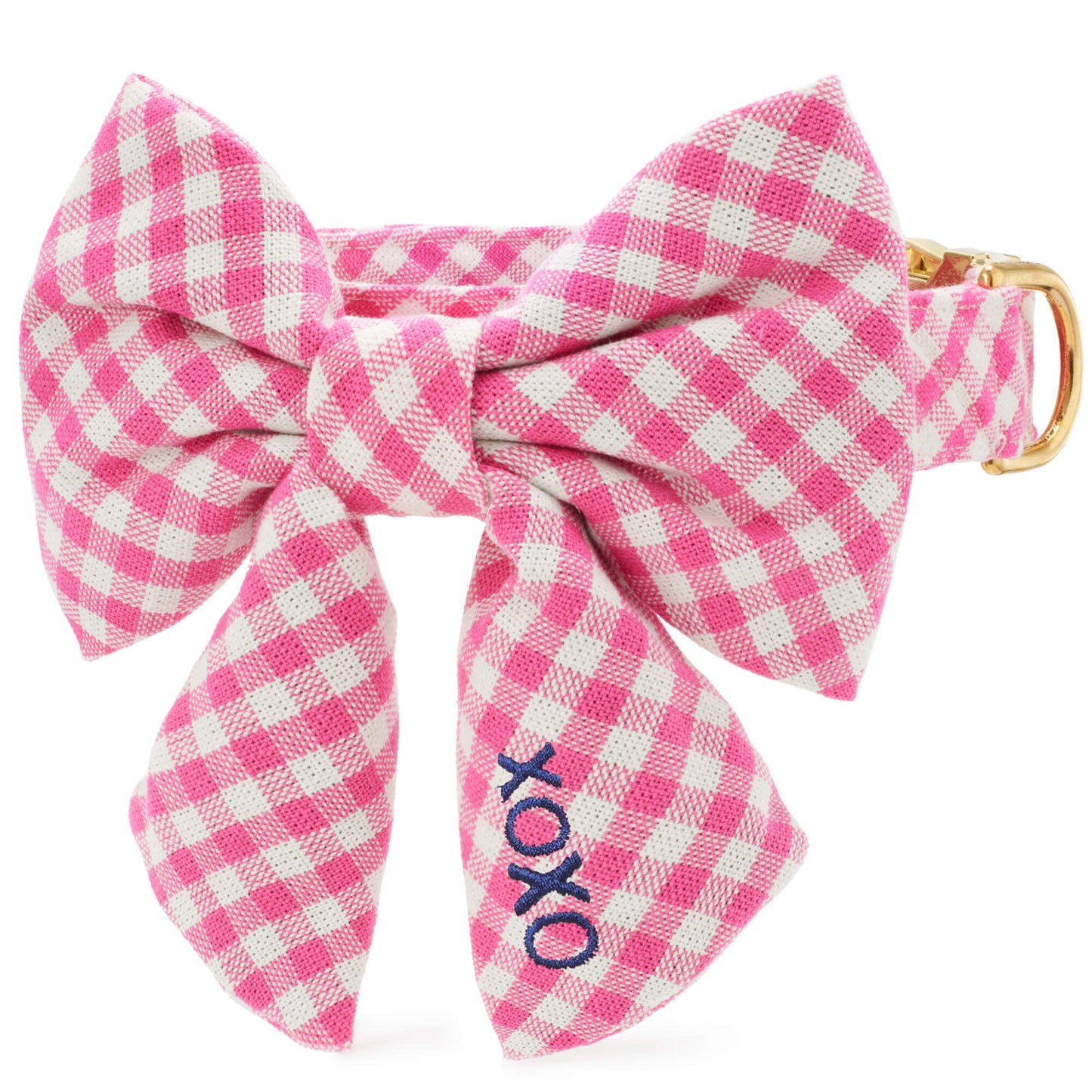 Hot Pink Gingham Lady Bow Collar from The Foggy Dog