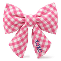 Hot Pink Gingham Lady Dog Bow from The Foggy Dog