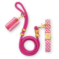 Hot Pink Gingham Collar Walk Set from The Foggy Dog