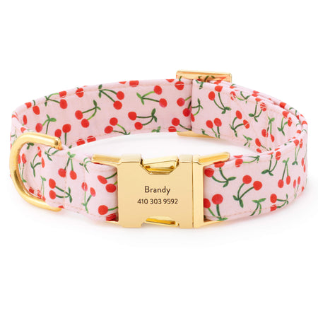 Cherry Jubilee Dog Collar Size XS - WITH ENGRAVING (See Notes)
