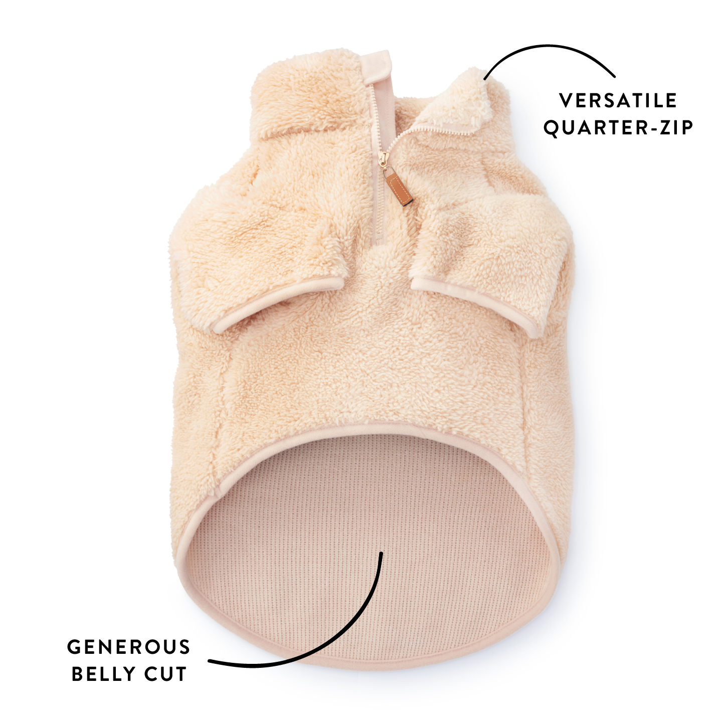 Wheat Quarter-Zip Sherpa Dog Jacket from The Foggy Dog