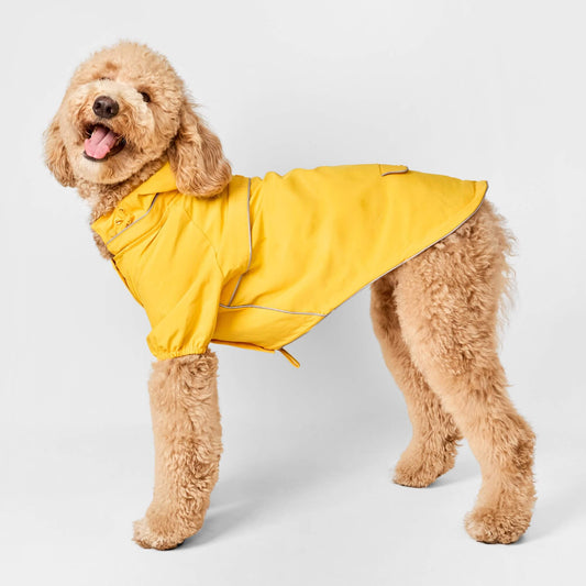 Bright Yellow Reflective Dog Raincoat view 1