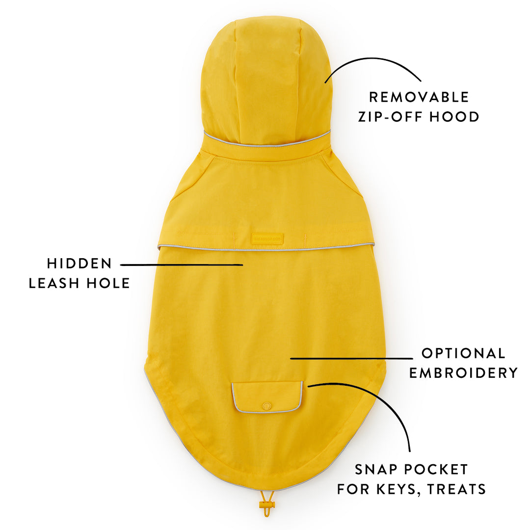 Bright Yellow Reflective Dog Raincoat from The Foggy Dog