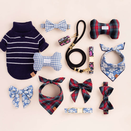 Draper James x TFD Cloud Blue Gingham Dog Bow Tie from The Foggy Dog
