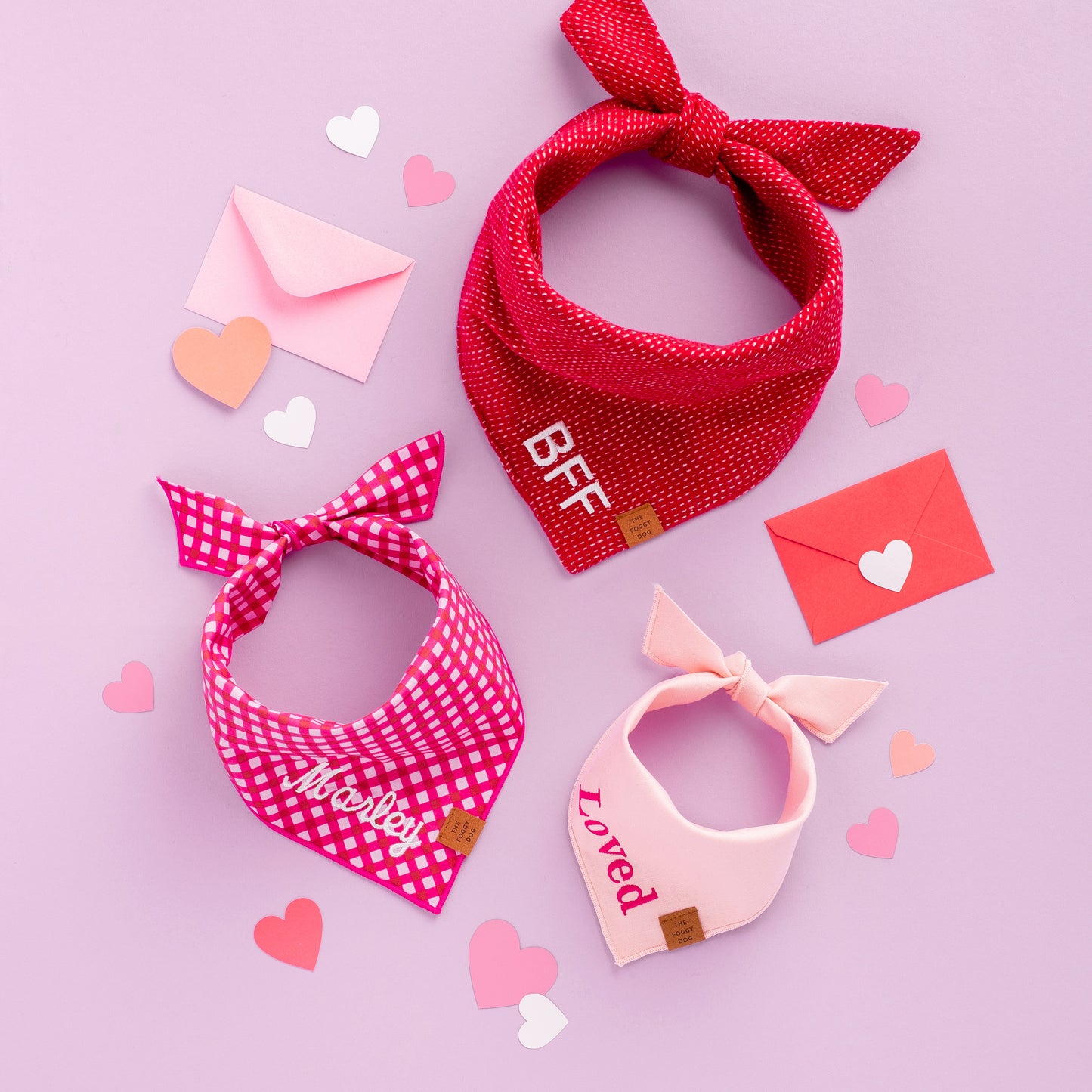 Berry Stitch Flannel Dog Bandana