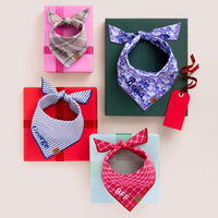 Lake Blue Stripe, Pressed Pansies, and Andover Plaid Flannel, and Heather Taylor Home x TFD Katherine Plaid Dog Bandanas from The Foggy Dog