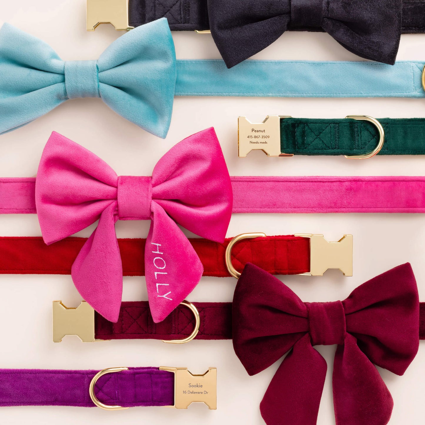 Velvet Bow Collars and Lady Bow Collars with Engraving from The Foggy Dog