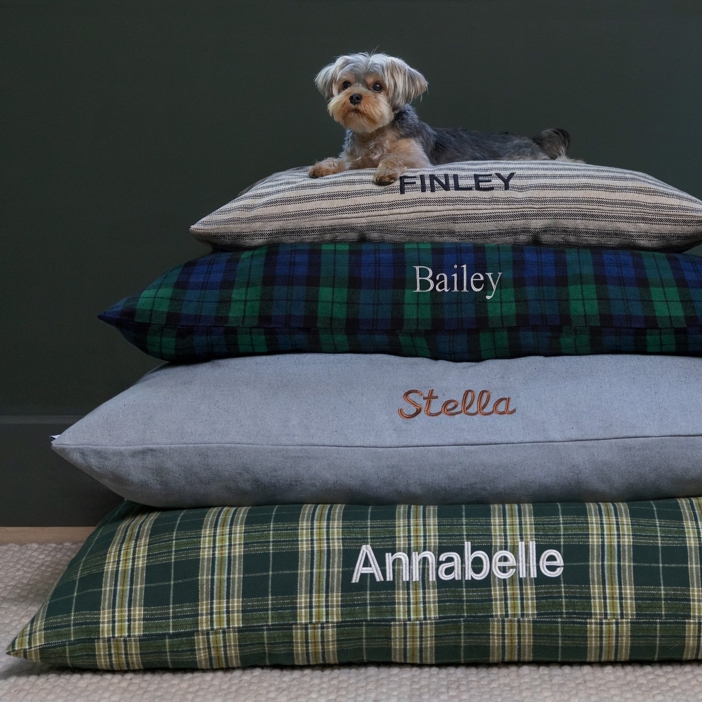 Mossy Plaid Flannel Dog Bed from The Foggy Dog