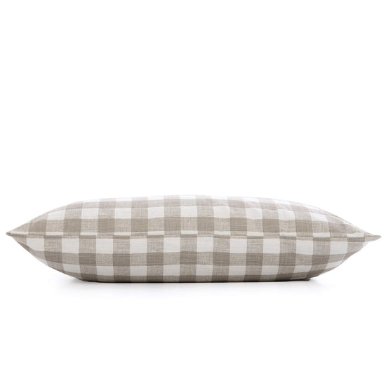 Warm Stone Gingham Check Dog Bed