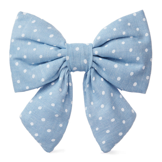 Chambray Dots Lady Dog Bow from The Foggy Dog