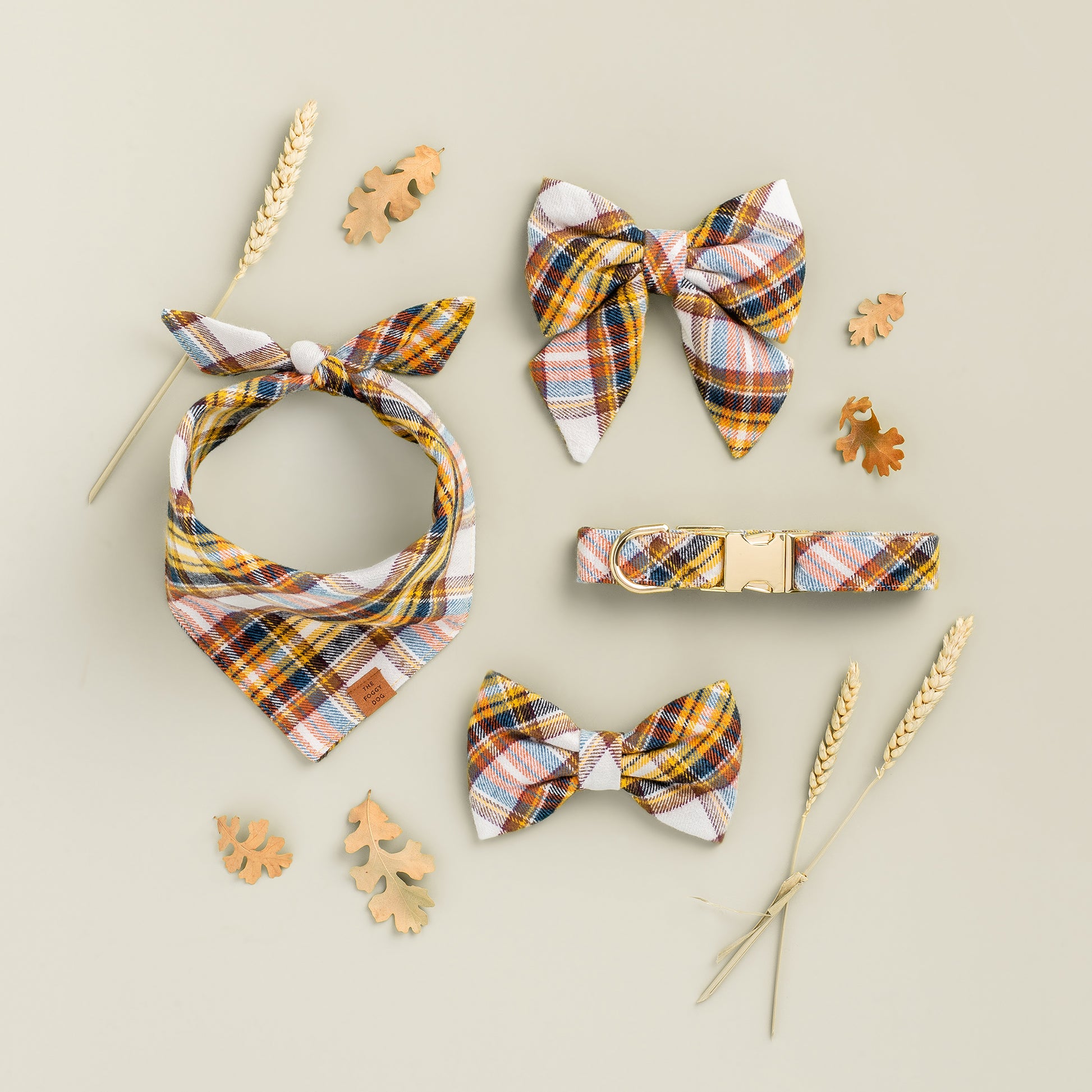 Cornucopia Plaid Flannel Dog Bow Tie view 5