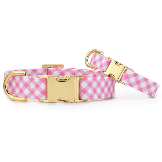 Hot Pink Gingham Dog Collar
