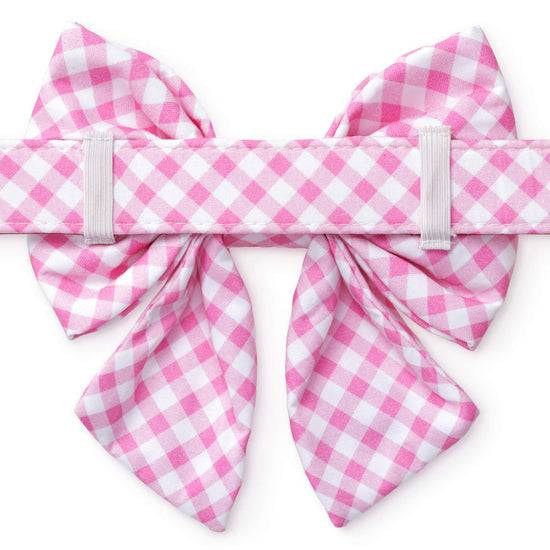 Hot Pink Gingham Lady Bow Collar