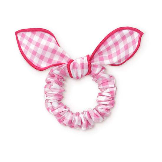 Hot Pink Gingham Bow Scrunchie