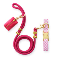 Hot Pink Gingham Collar Walk Set