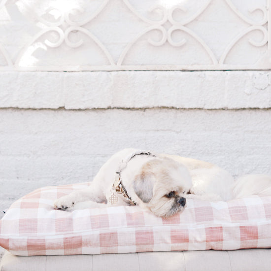 Blush Pink Gingham Check Dog Bed from The Foggy Dog 