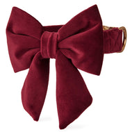 Burgundy Velvet Lady Bow Collar from The Foggy Dog XS Small 