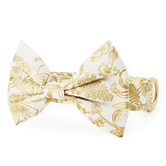 Colette Cream Metallic Floral Bow Tie Collar from The Foggy Dog XS Standard 