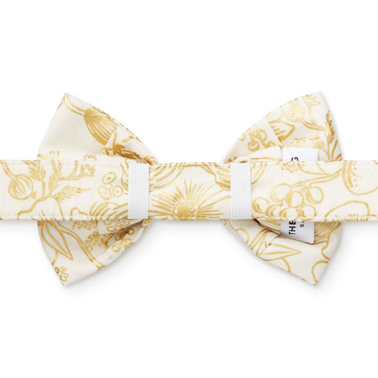 Colette Cream Metallic Floral Dog Bow Tie from The Foggy Dog 