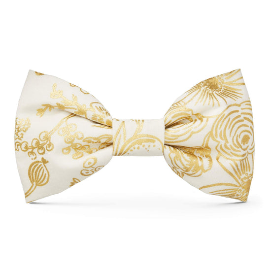 Colette Cream Metallic Floral Dog Bow Tie from The Foggy Dog Standard 