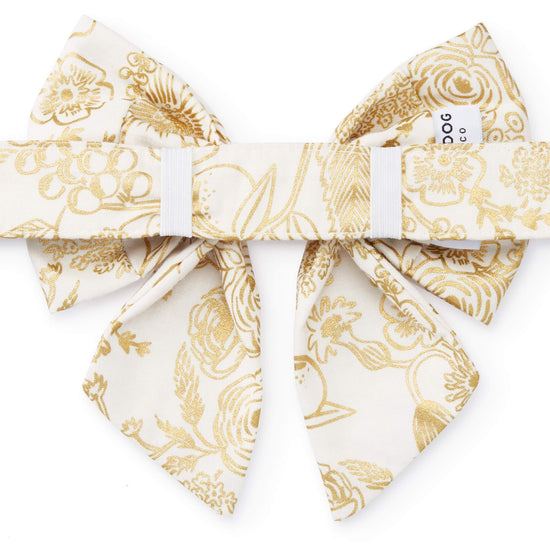 Colette Cream Metallic Floral Lady Bow Collar from The Foggy Dog 
