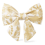 Colette Cream Metallic Floral Lady Dog Bow from The Foggy Dog Small 