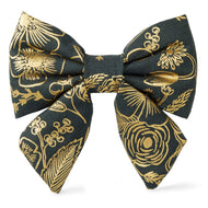 Colette Dark Pine Metallic Floral Lady Dog Bow from The Foggy Dog Small 