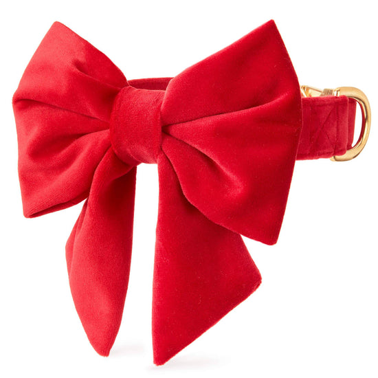 Cranberry Velvet Lady Bow Collar from The Foggy Dog XS Small 