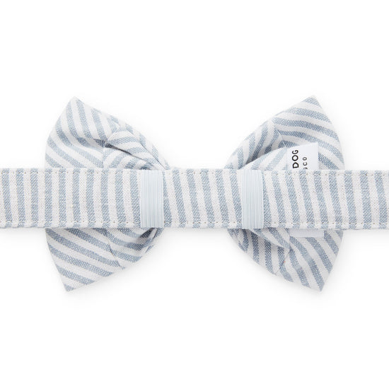Dusty Blue Stripe Bow Tie Collar from The Foggy Dog 