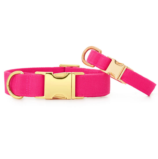 Hot Pink Dog Collar from The Foggy Dog XS Gold 