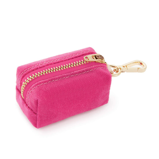 Hot Pink Waxed Canvas Waste Bag Dispenser from The Foggy Dog 