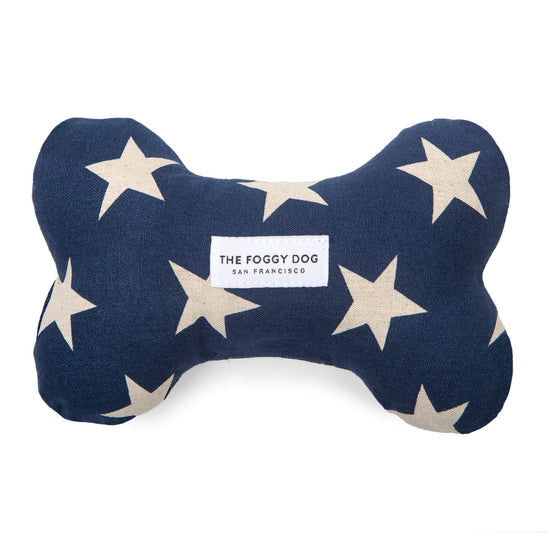 Navy Stars Dog Squeaky Toy from The Foggy Dog 