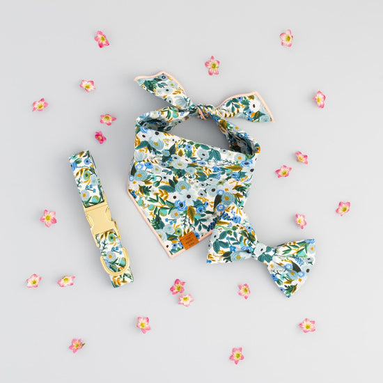 Petite Petals Blue Dog Bow Tie from The Foggy Dog 