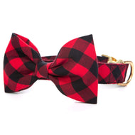 Red and Black Buffalo Check Bow Tie Collar from The Foggy Dog 