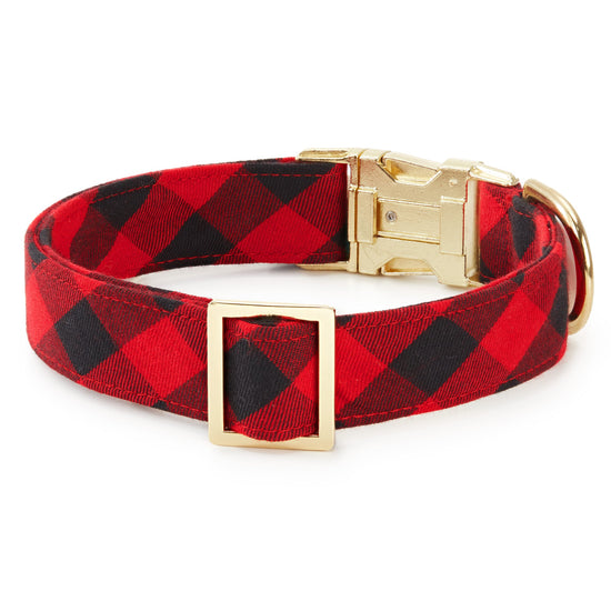 Red and Black Buffalo Check Dog Collar from The Foggy Dog 