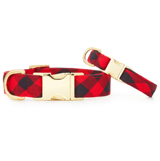 Red and Black Buffalo Check Dog Collar from The Foggy Dog XS 