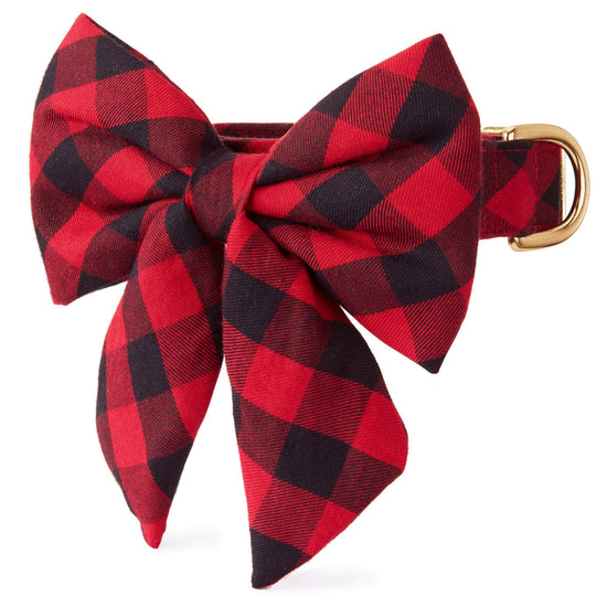 Red and Black Buffalo Check Lady Bow Collar from The Foggy Dog XS Small 