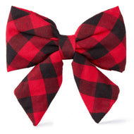 Red and Black Buffalo Check Lady Dog Bow from The Foggy Dog Small 