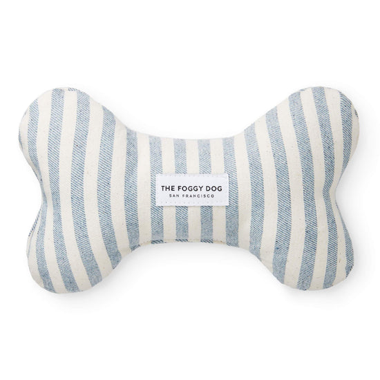 Upcycled Denim Stripe Dog Squeaky Toy from The Foggy Dog 