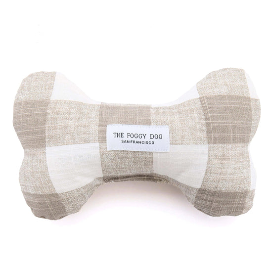Warm Stone Gingham Dog Squeaky Toy from The Foggy Dog 