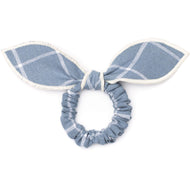 Windowpane Dusty Blue Bow Scrunchie from The Foggy Dog 